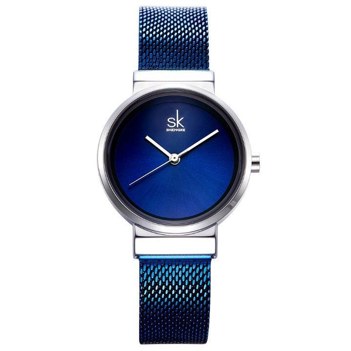 Shengke Relógio Feminino Quartz Azul Steel